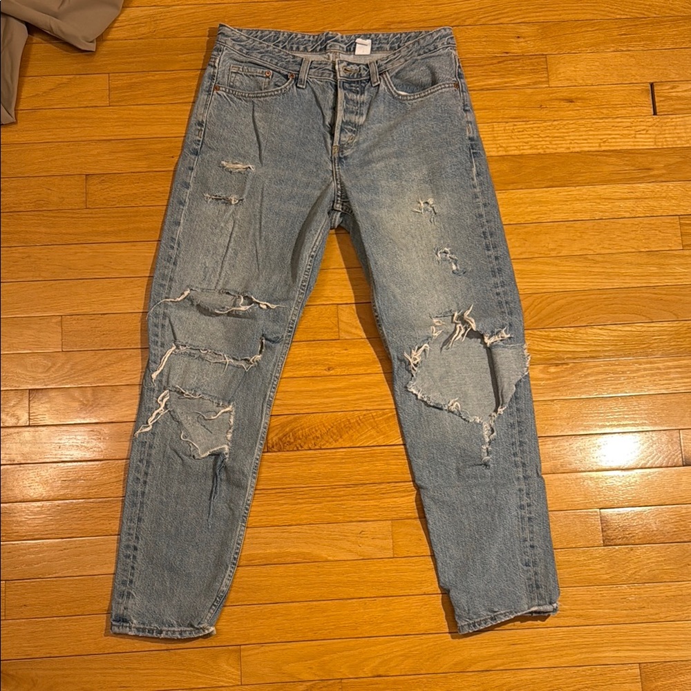 Distressed Blue Jeans